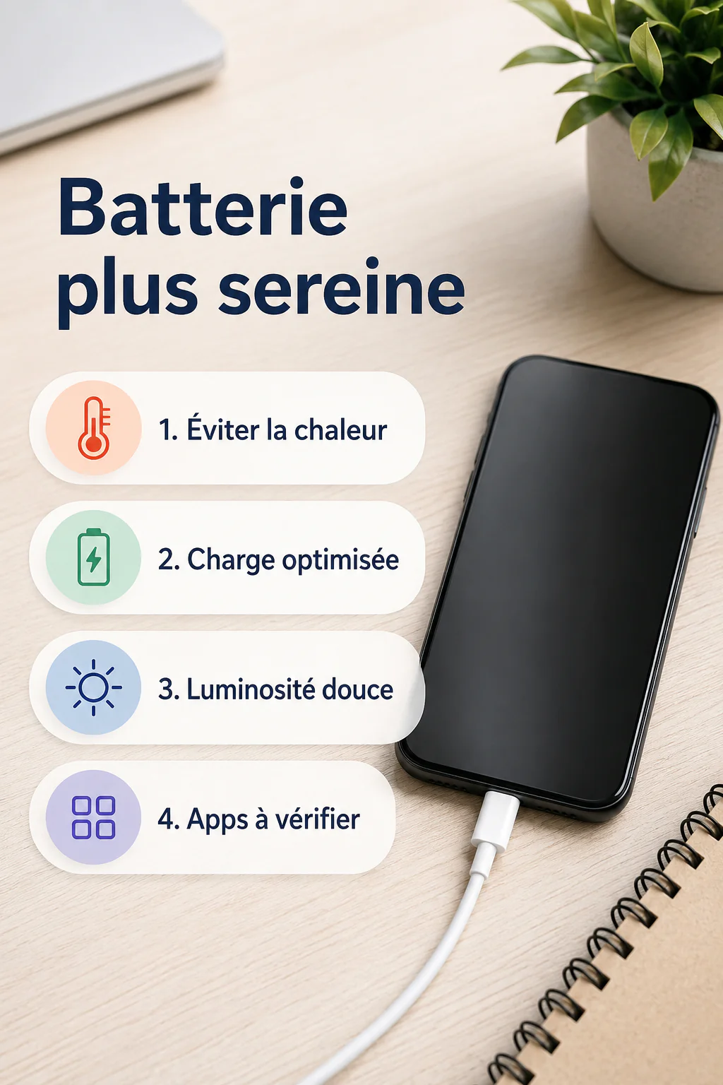 Infographie des gestes simples pour préserver la batterie du smartphone