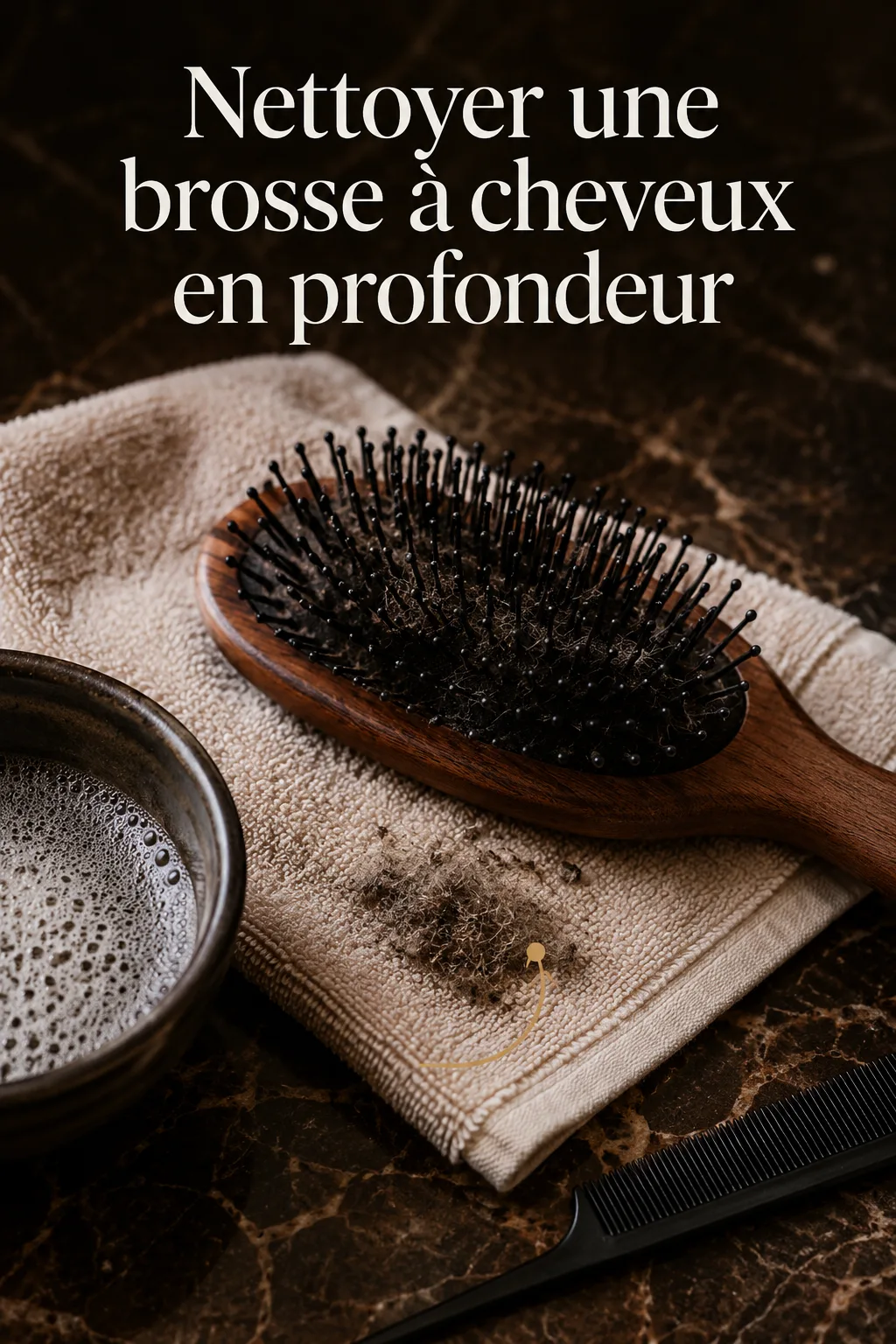 Image Pinterest pour nettoyer une brosse à cheveux en profondeur