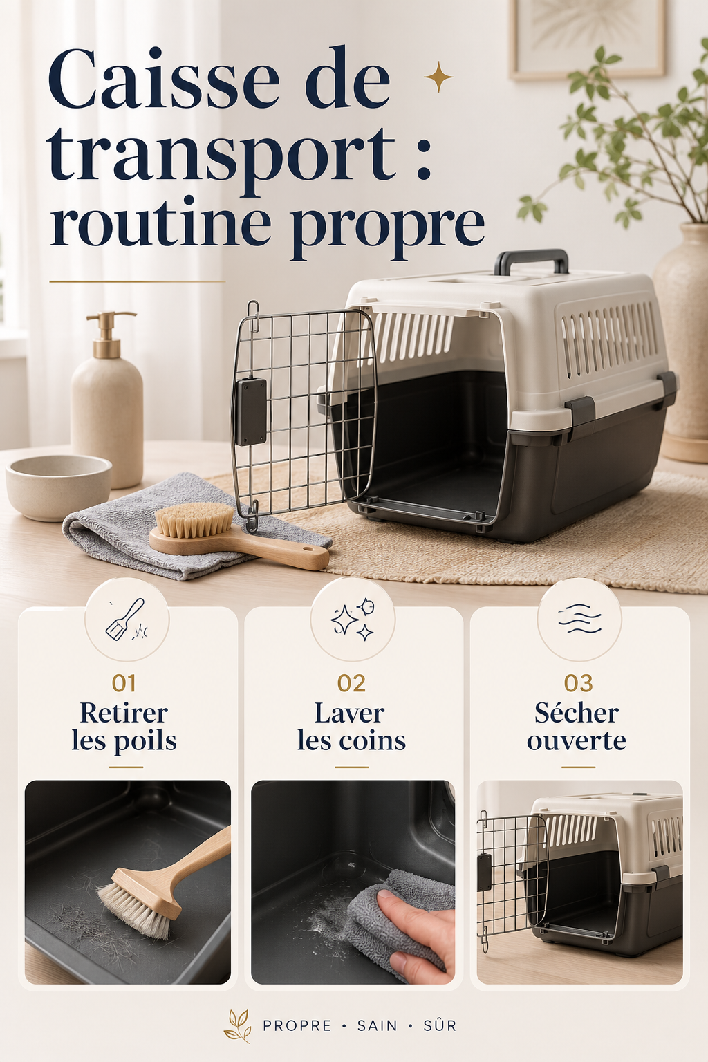 Étapes simples pour nettoyer une caisse de transport pour chat