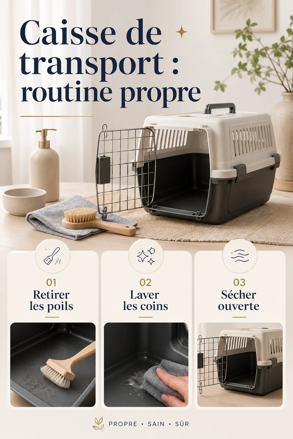 Étapes simples pour nettoyer une caisse de transport pour chat