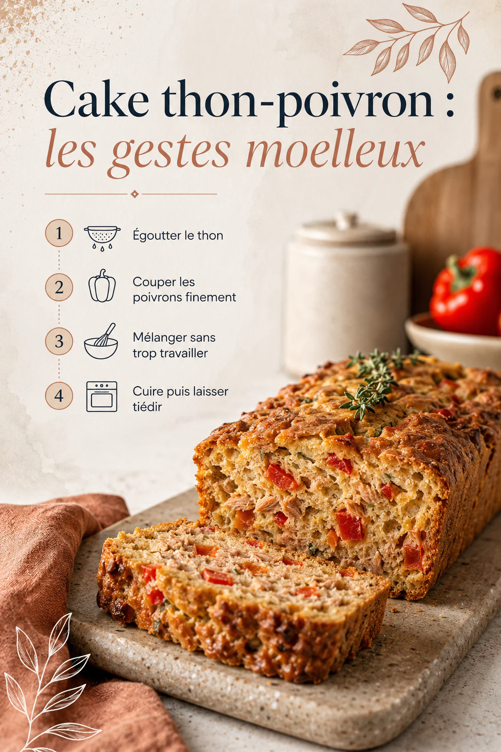 Cake thon-poivron : les gestes moelleux