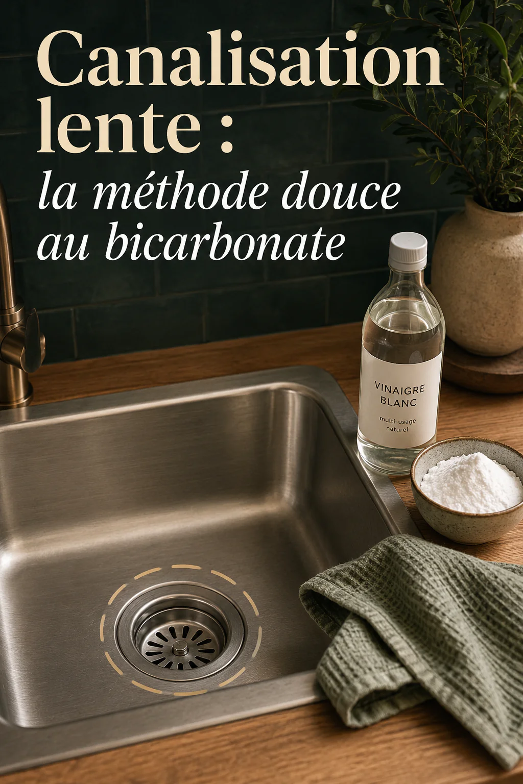 Image Pinterest sur la méthode douce au bicarbonate pour canalisation lente