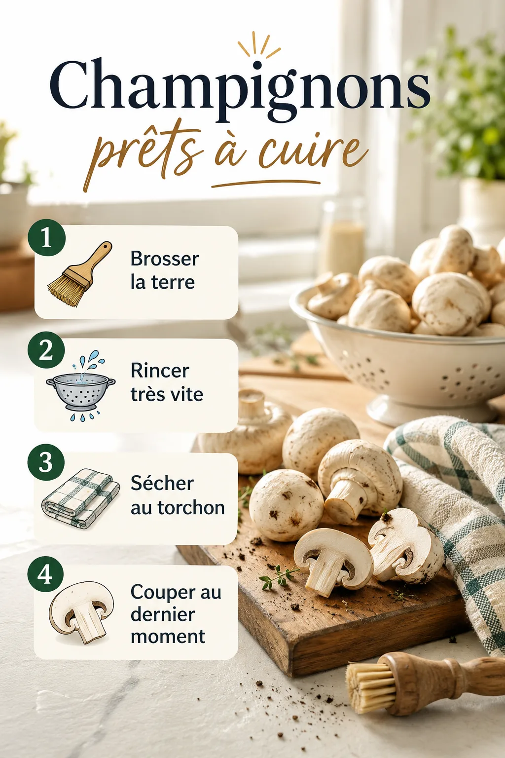 Champignons prêts à cuire