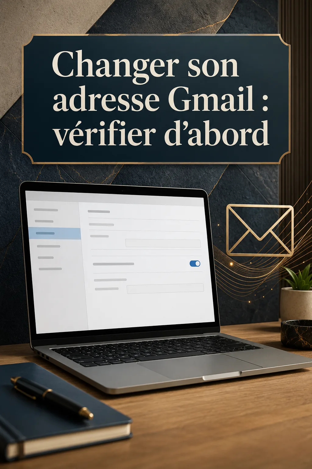 Image Pinterest rappelant de vérifier avant de changer son adresse Gmail