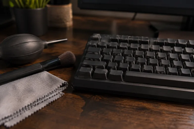 Clavier d'ordinateur poussiéreux avec brosse douce et microfibre