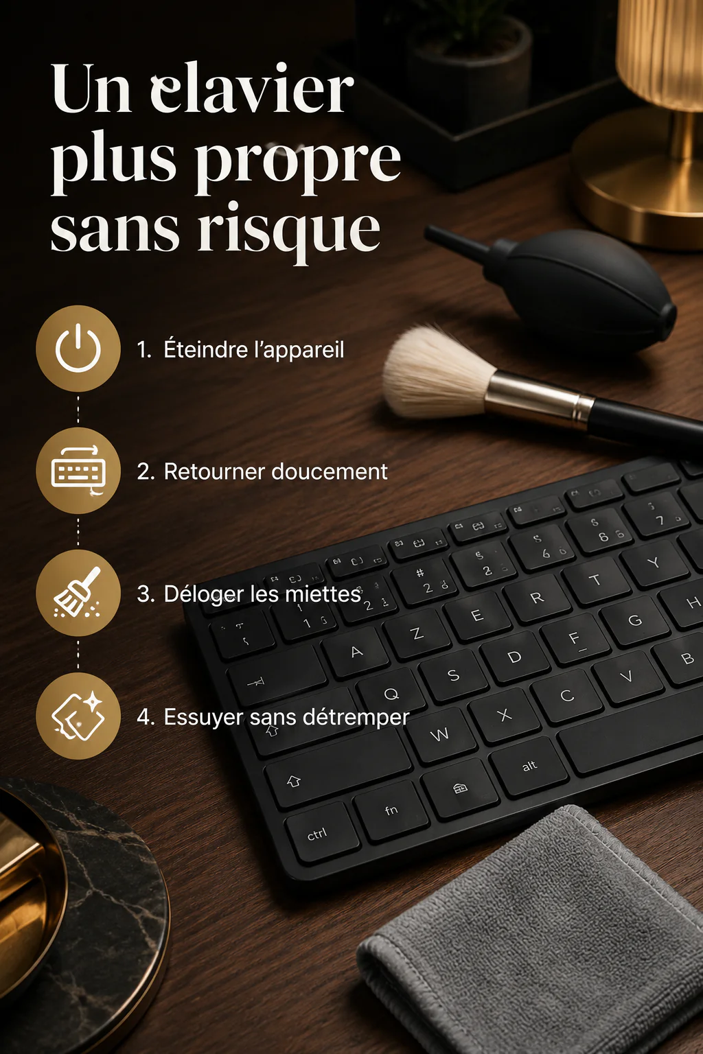 Étapes pour nettoyer un clavier sans risque