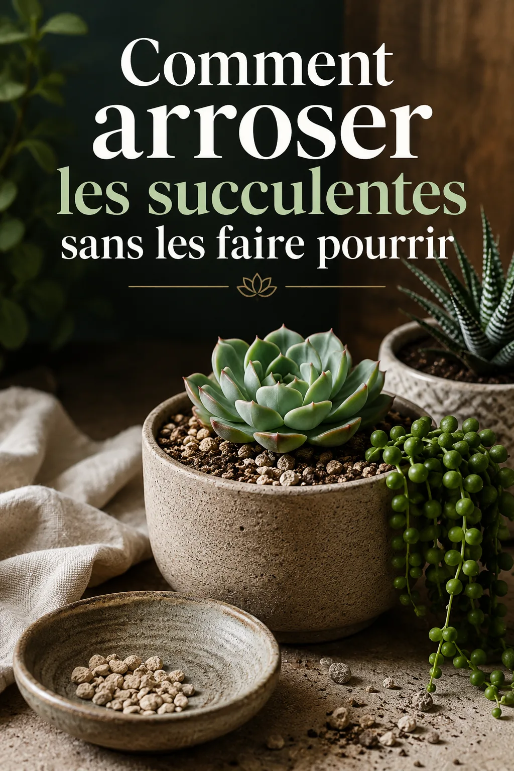 Image titre Pinterest sur l’arrosage prudent des succulentes