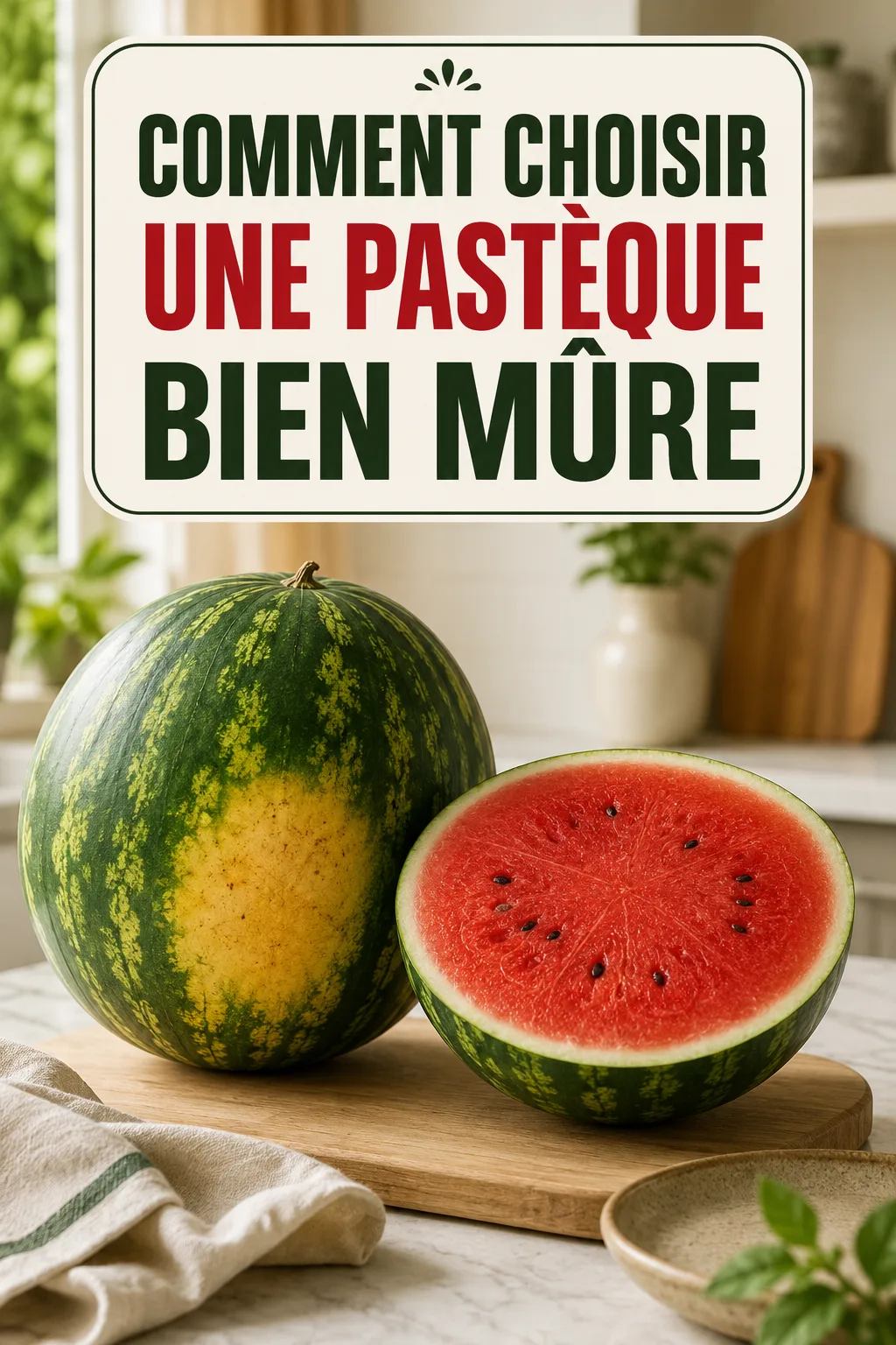 Image Pinterest avec le titre Comment choisir une pastèque bien mûre
