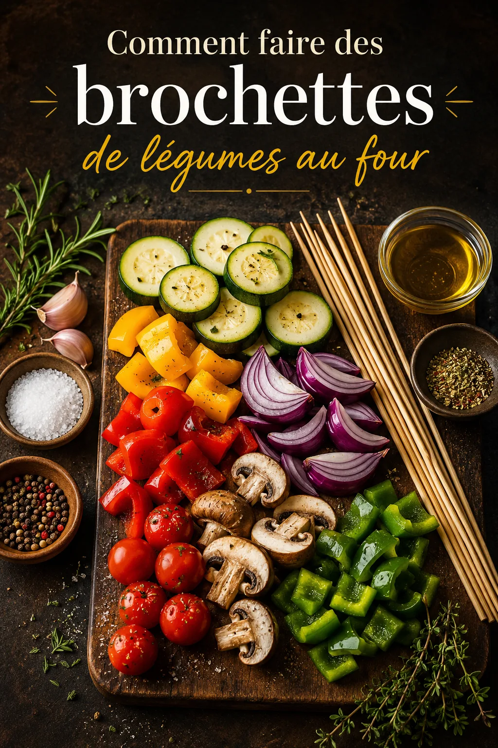 Visuel Pinterest comment faire des brochettes de légumes au four