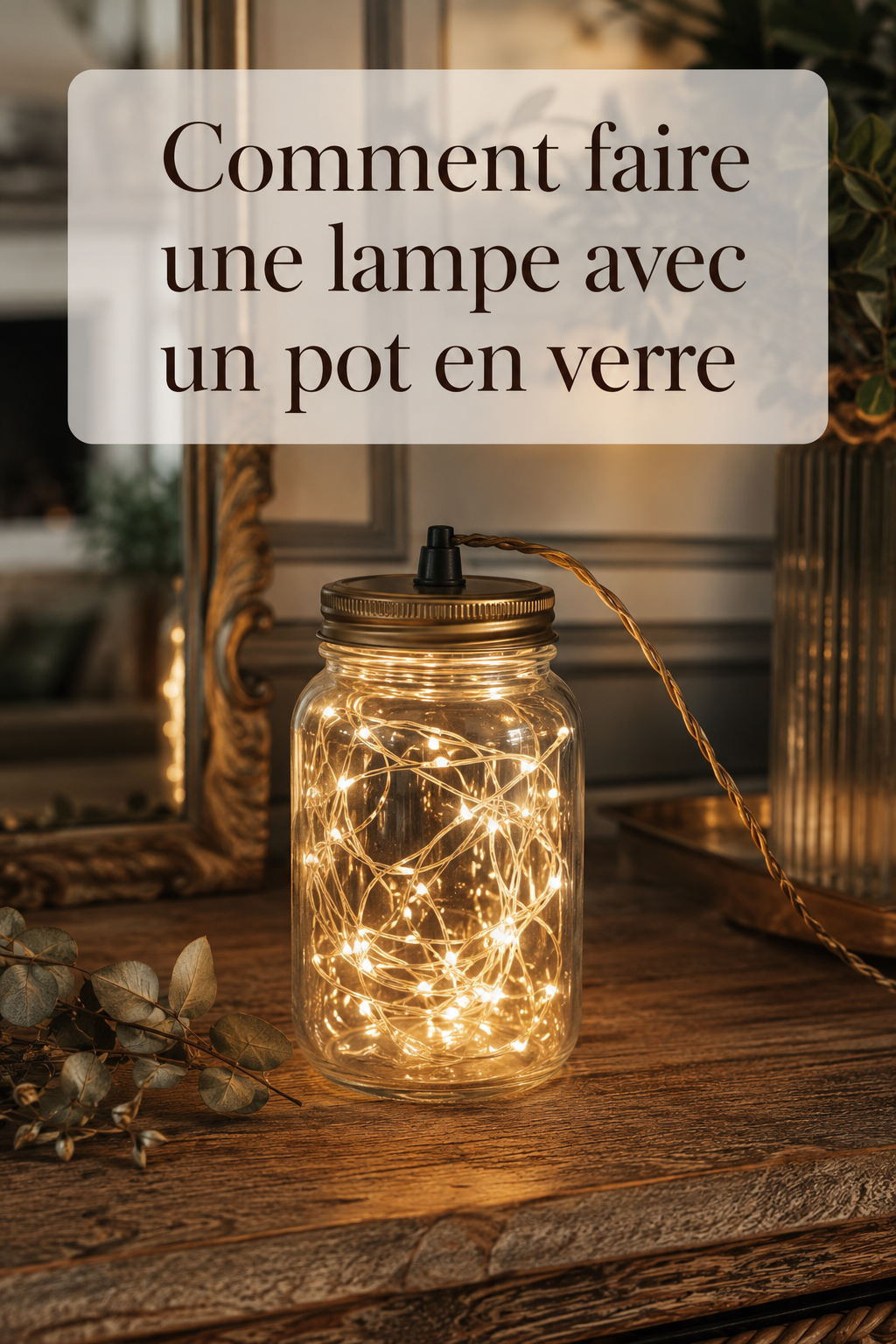 Visuel Pinterest comment faire une lampe avec un pot en verre