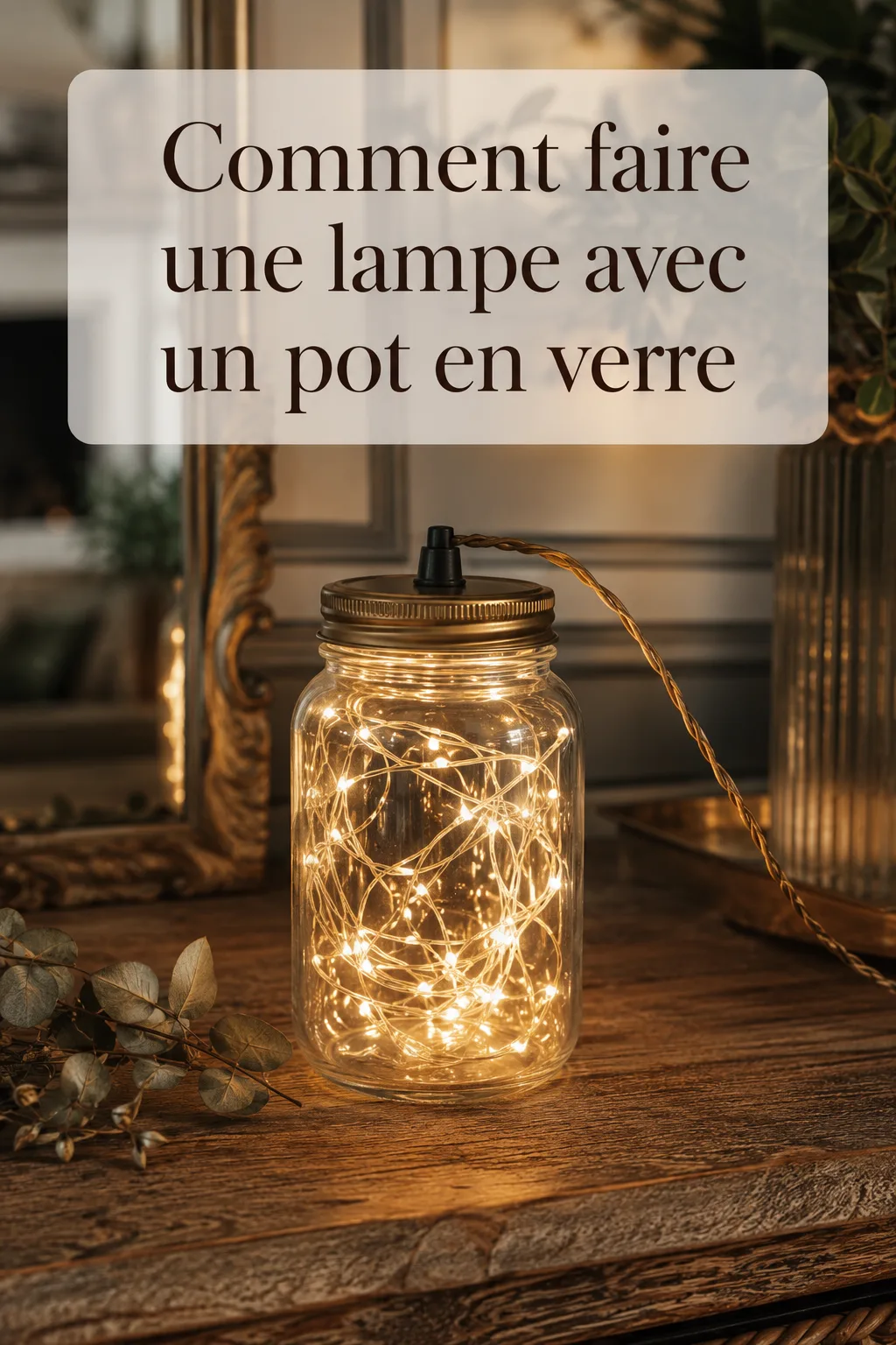 Visuel Pinterest comment faire une lampe avec un pot en verre