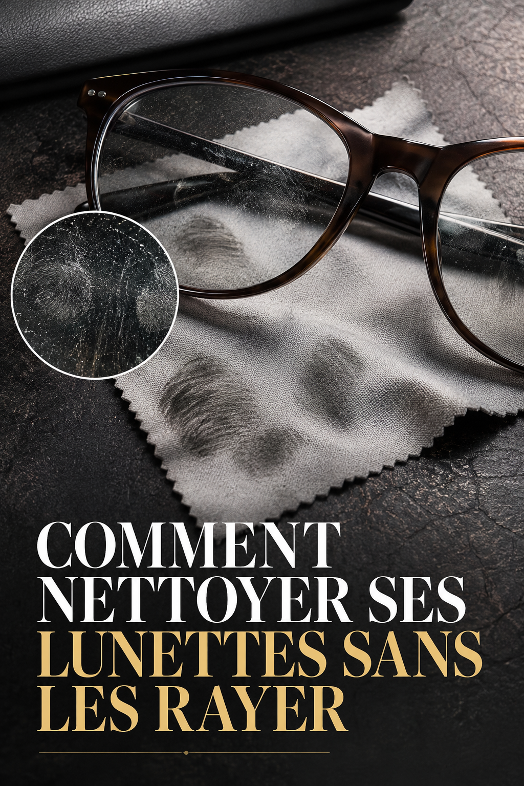 Visuel Pinterest avec accents pour nettoyer ses lunettes sans les rayer