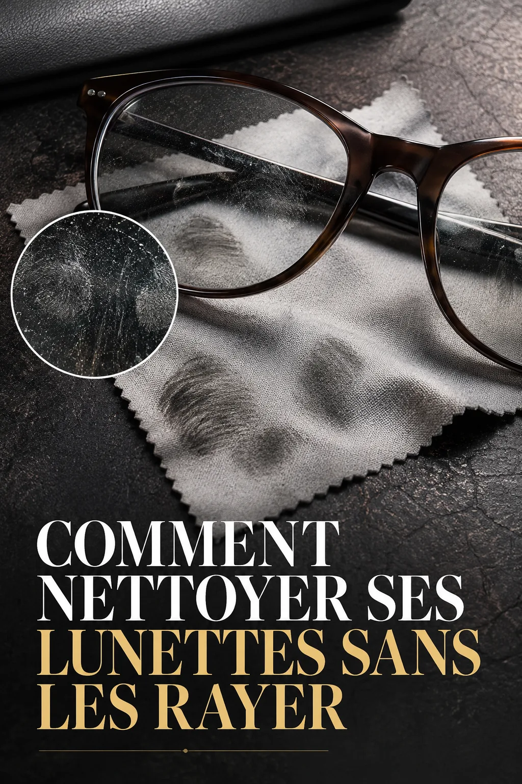 Visuel Pinterest avec accents pour nettoyer ses lunettes sans les rayer