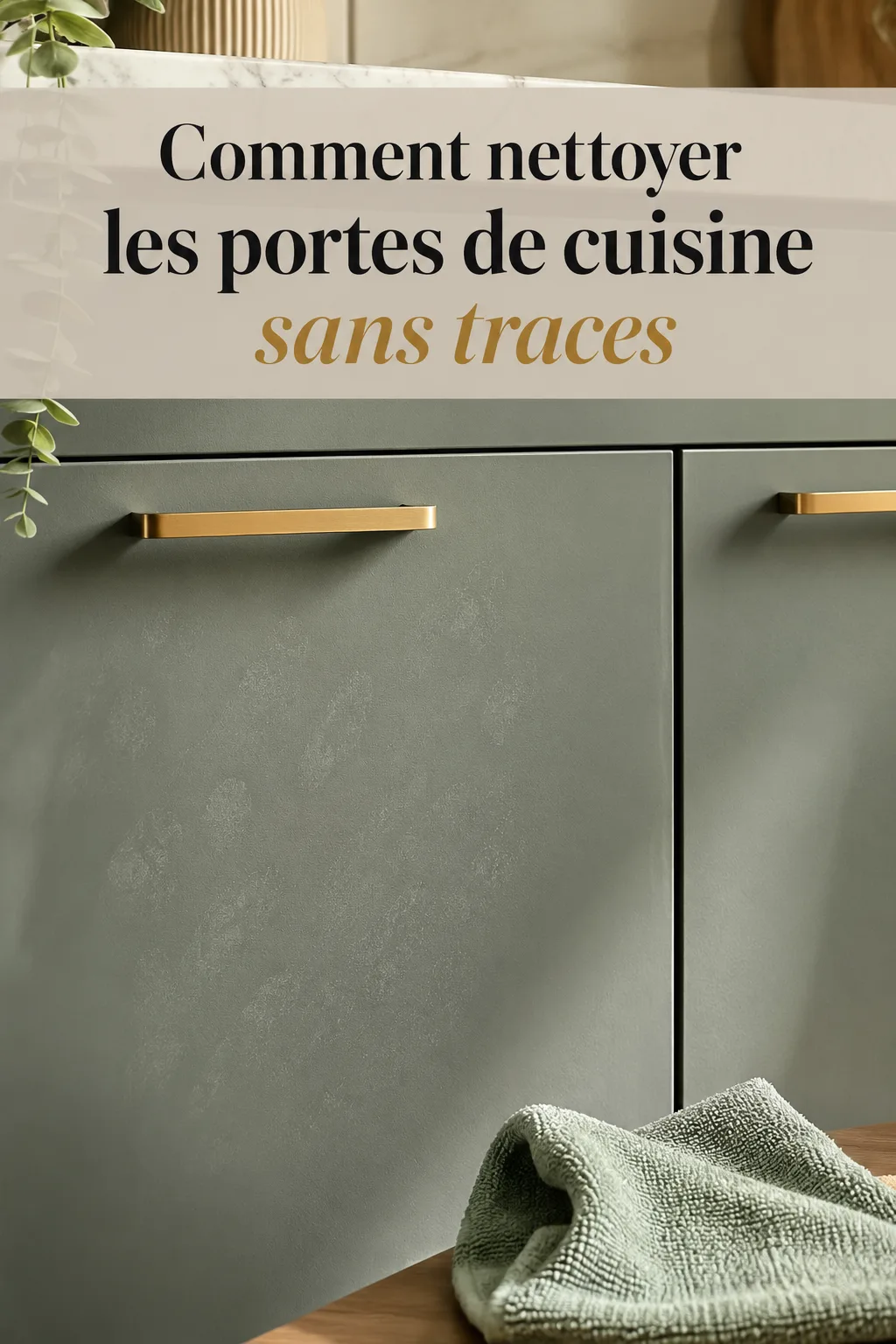 Image titre Pinterest sur le nettoyage des portes de cuisine sans traces
