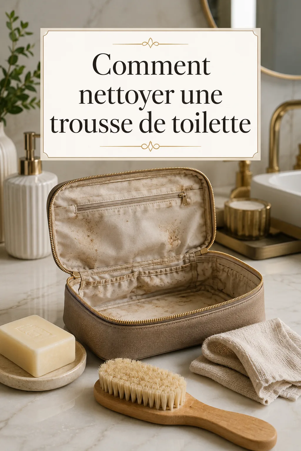 Visuel Pinterest comment nettoyer une trousse de toilette