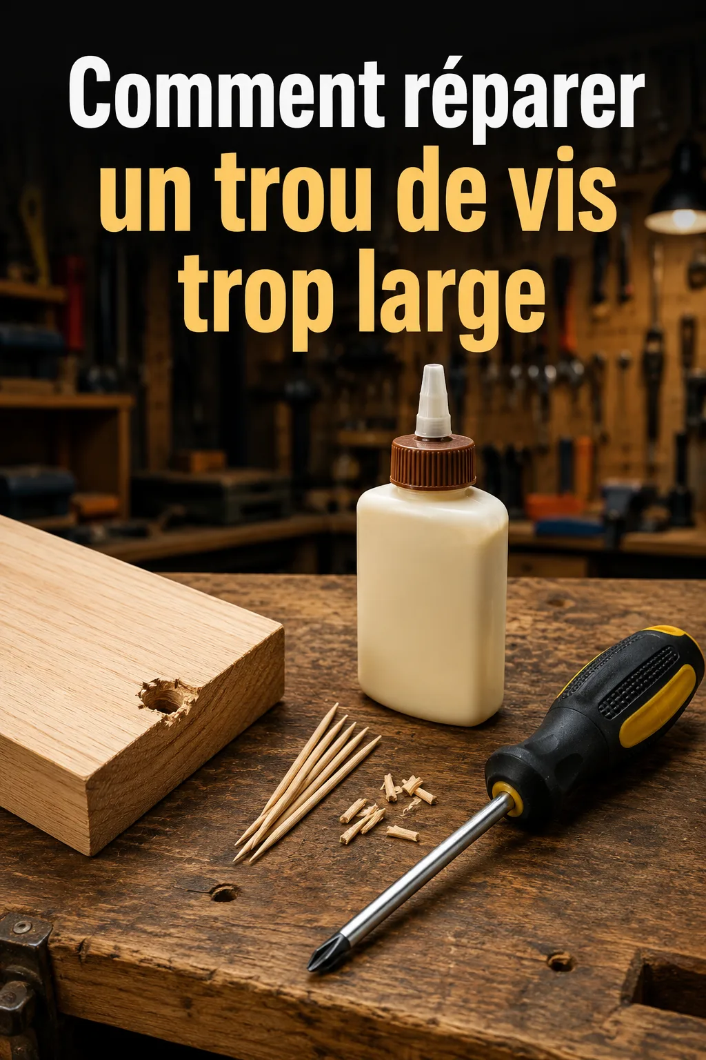 Visuel Pinterest comment réparer un trou de vis trop large