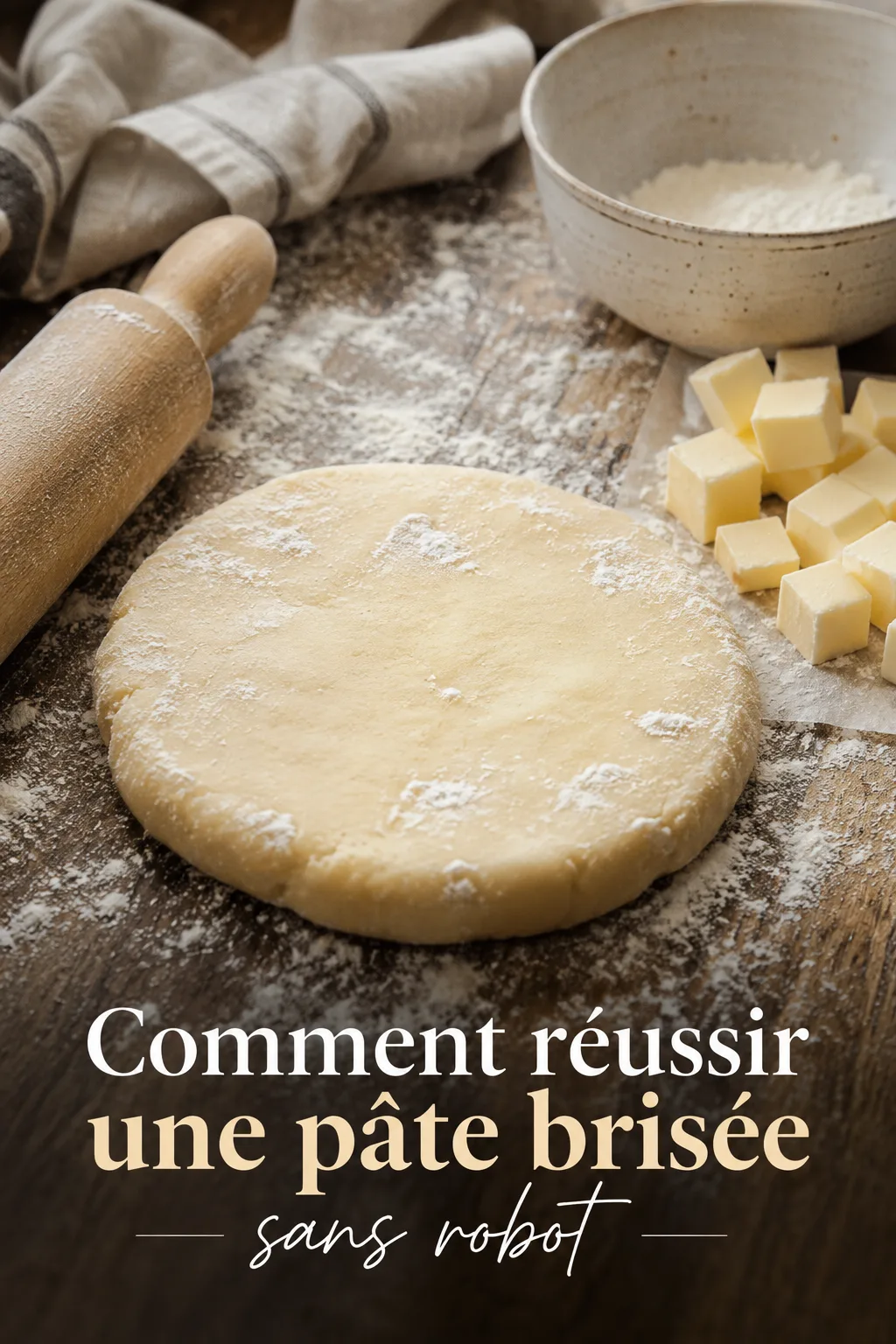Pâte brisée maison sans robot avec titre Pinterest
