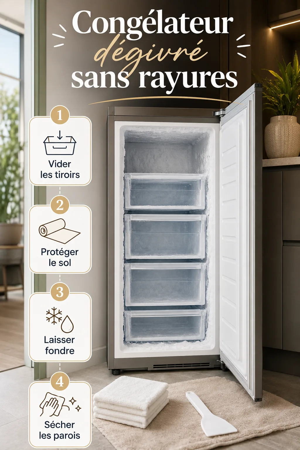 Congélateur dégivré sans rayures