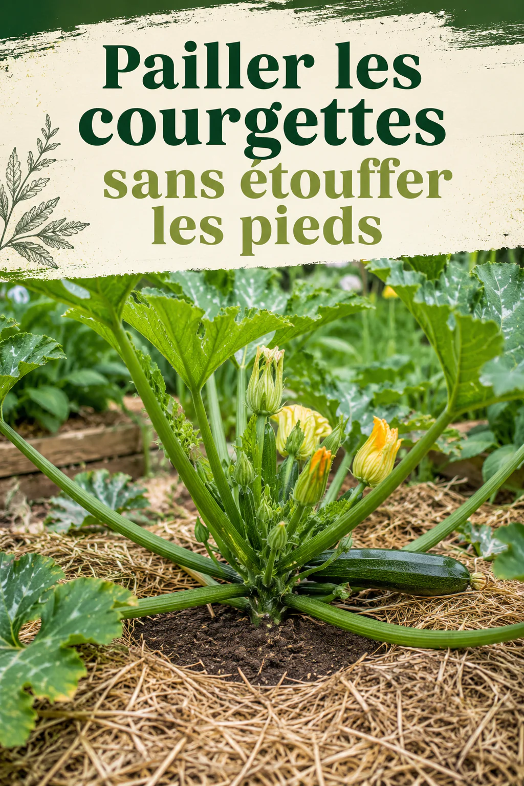 Visuel titre pour pailler les courgettes sans étouffer les pieds