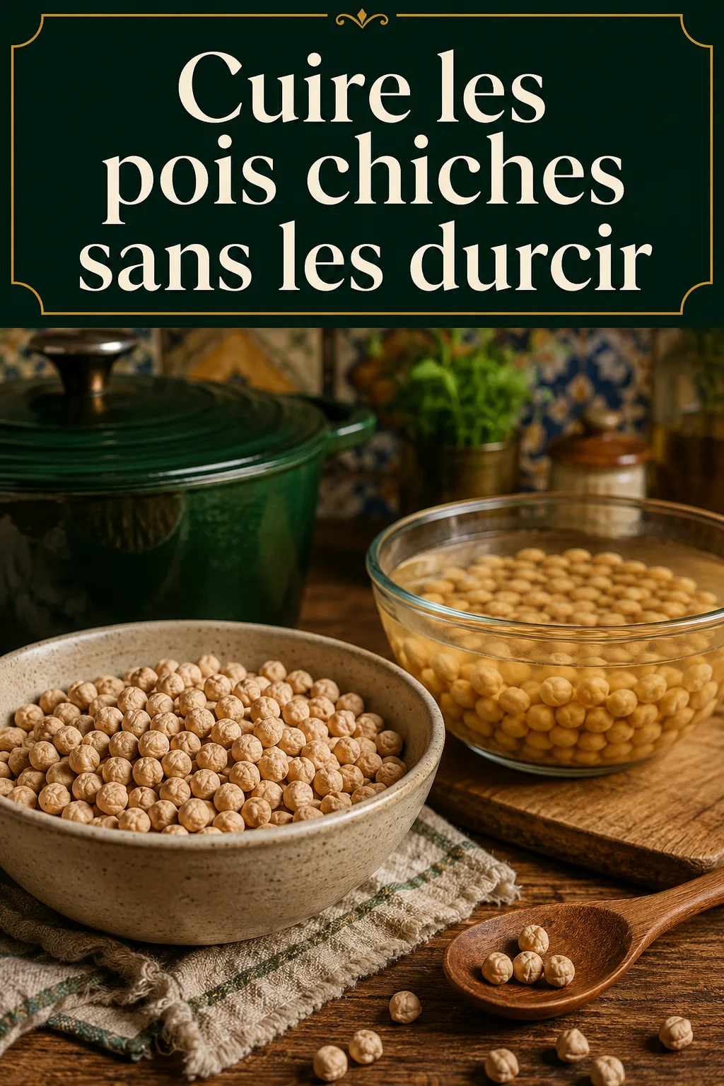 Visuel Pinterest pour cuire les pois chiches sans les durcir