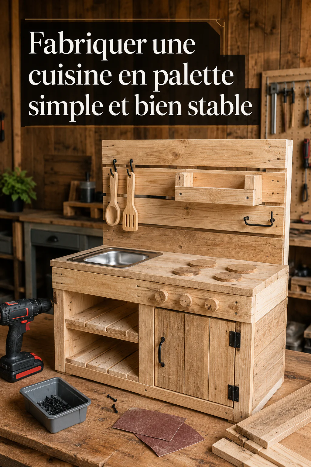 Fabriquer une cuisine en palette simple et bien stable