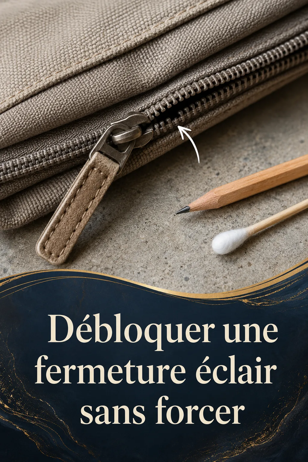 Visuel Pinterest pour débloquer une fermeture éclair sans forcer