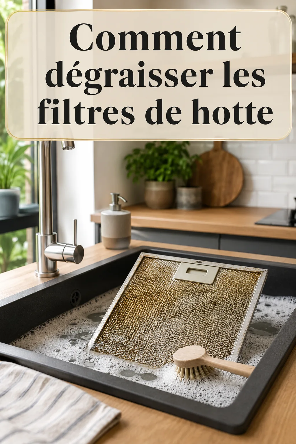 Visuel Pinterest comment dégraisser les filtres de hotte