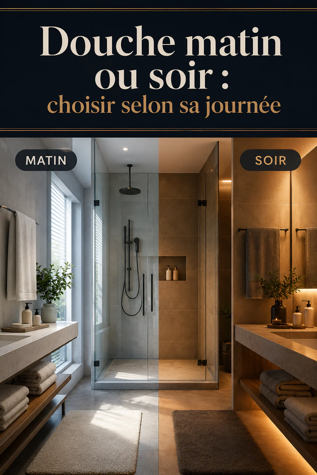 Salle de bains divisée entre matin et soir pour choisir le meilleur moment pour prendre sa douche