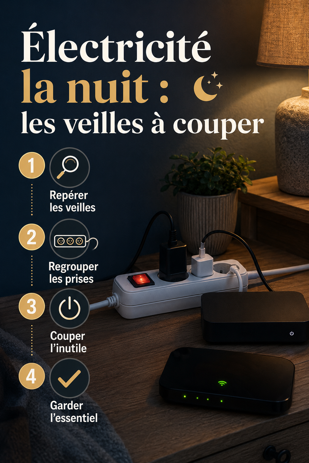 Infographie Pinterest sur les veilles électriques à couper la nuit