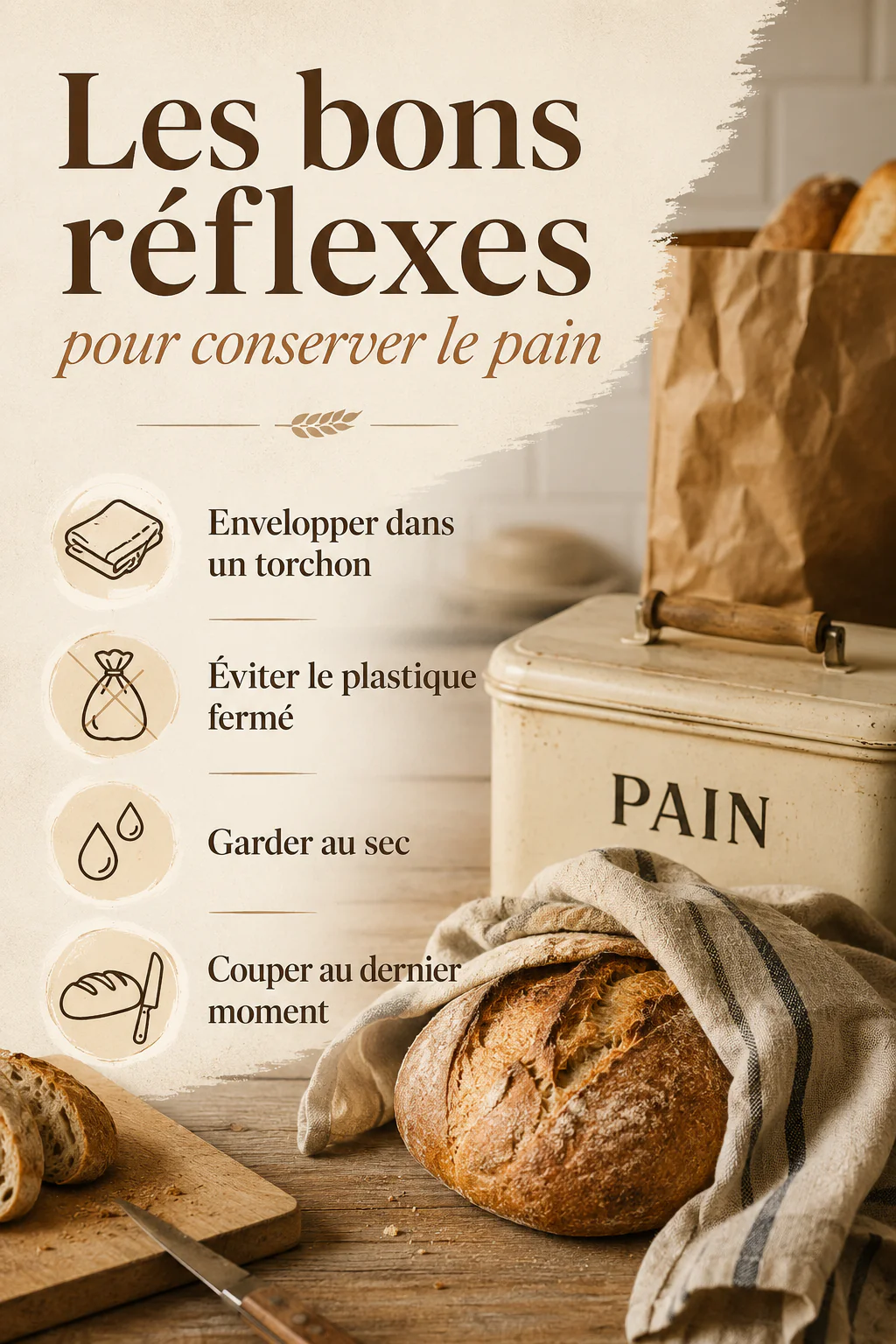 Infographie des bons réflexes pour conserver le pain