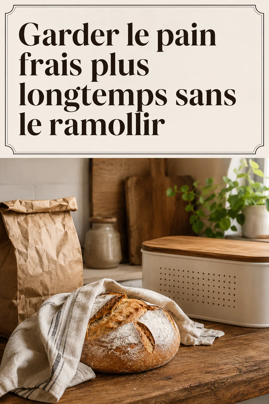 Visuel Pinterest pour garder le pain frais plus longtemps sans le ramollir