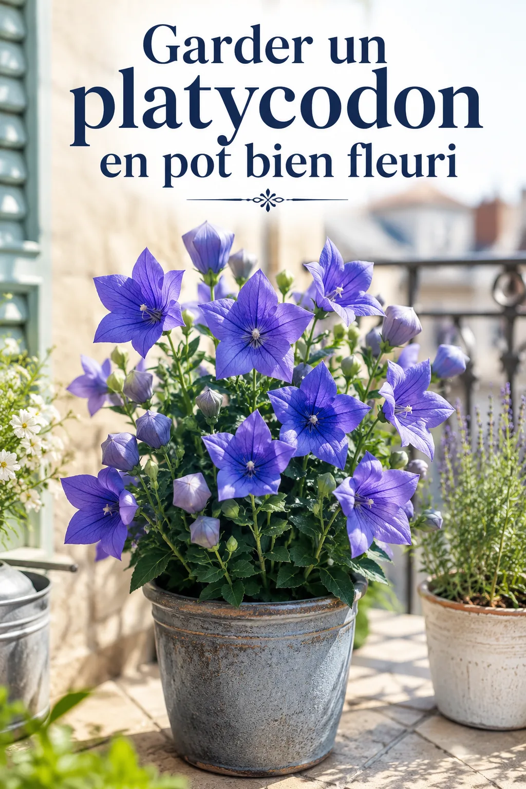 Image titre Pinterest pour garder un platycodon en pot bien fleuri