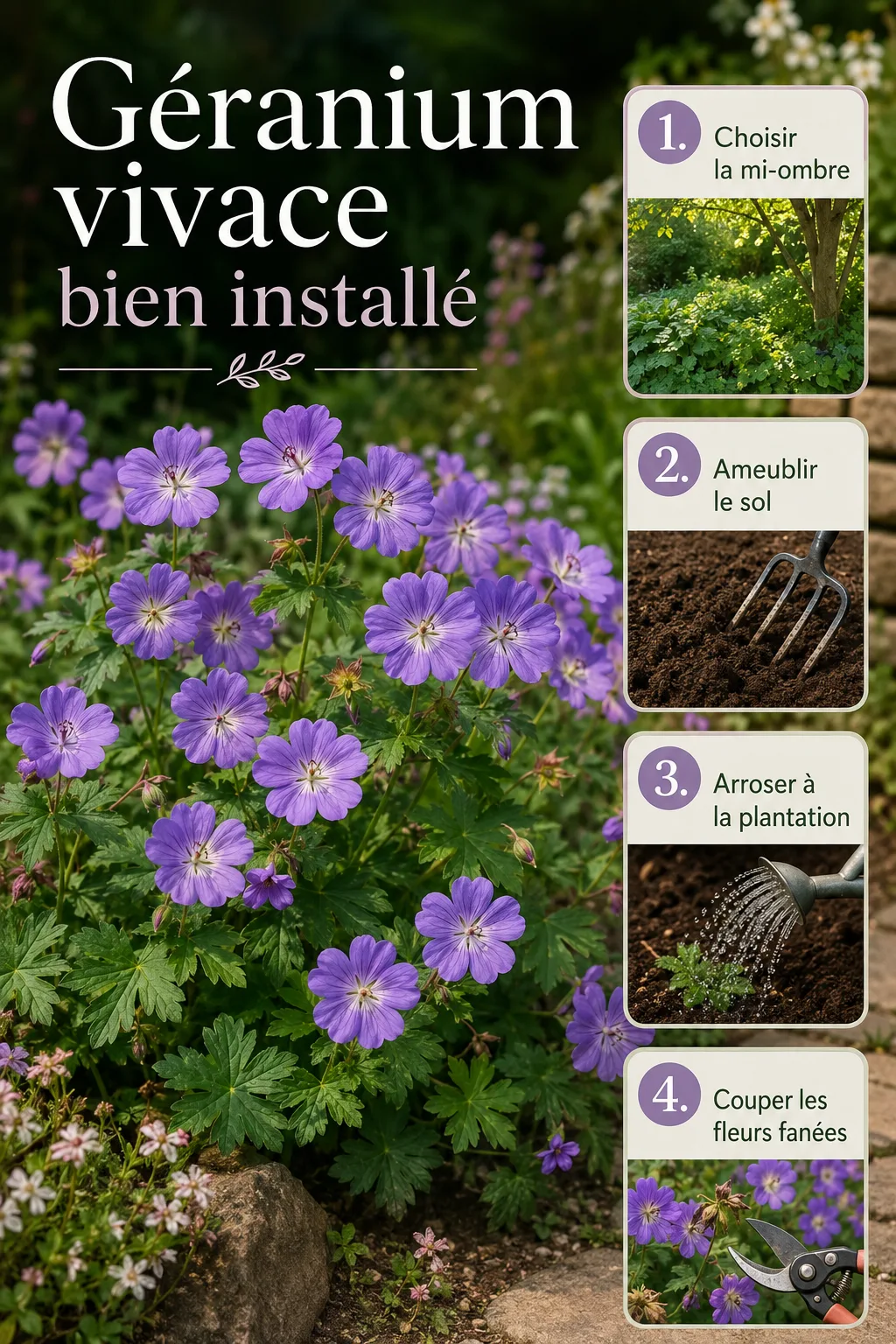 Étapes pour installer un géranium vivace au jardin