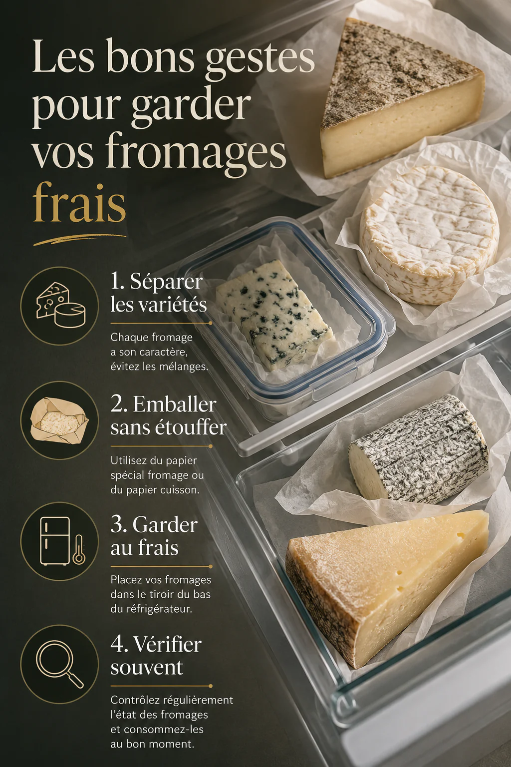 Infographie des bons gestes pour garder vos fromages frais