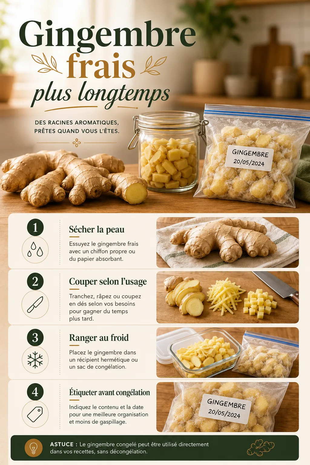 Gingembre frais plus longtemps