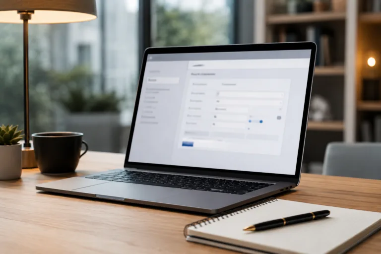 Ordinateur ouvert sur des paramètres de compte email génériques