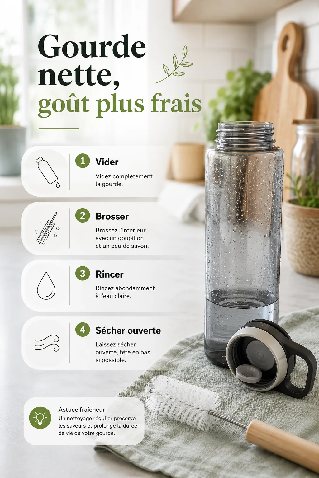 Infographie gourde nette goût plus frais