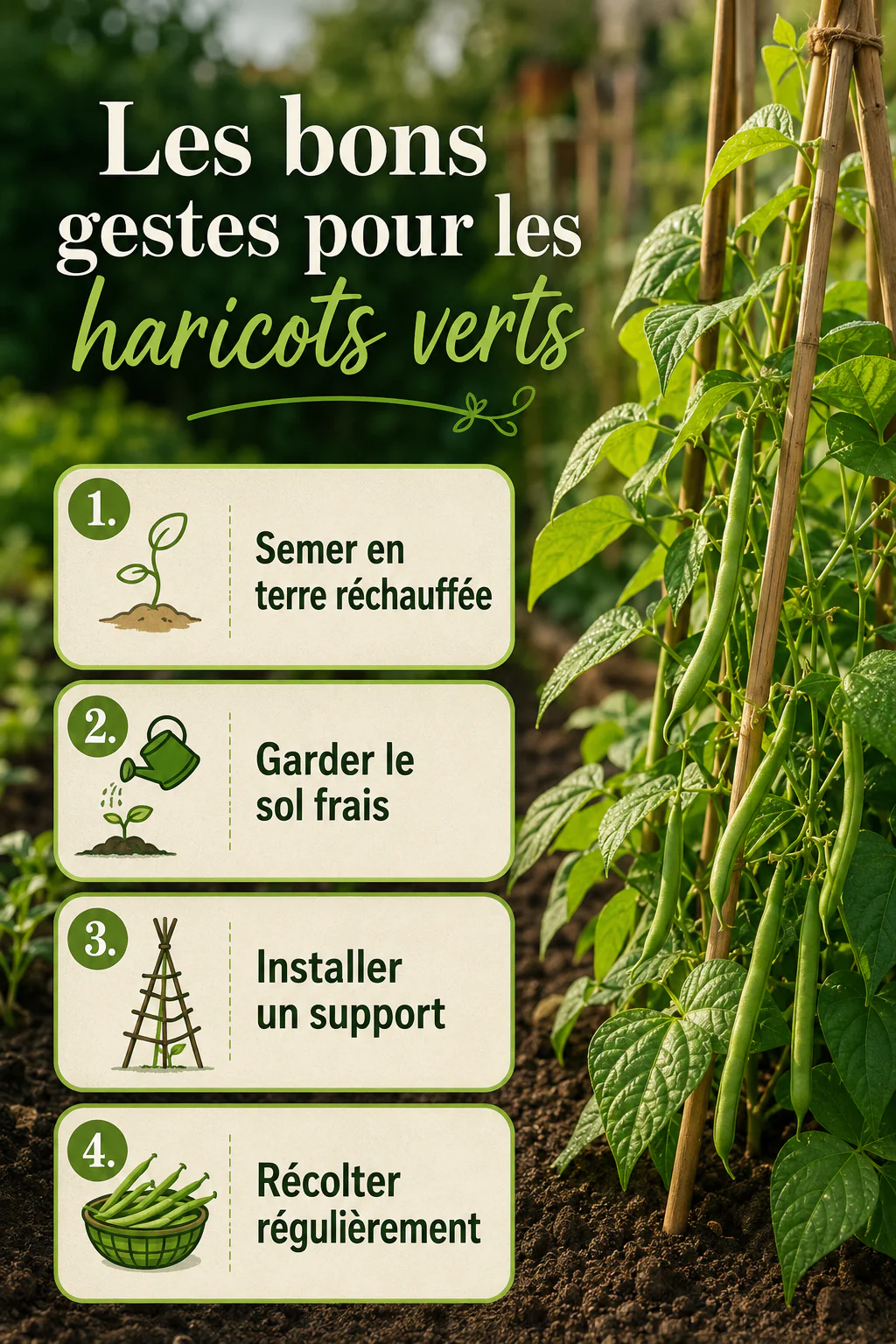 Infographie des bons gestes pour cultiver les haricots verts