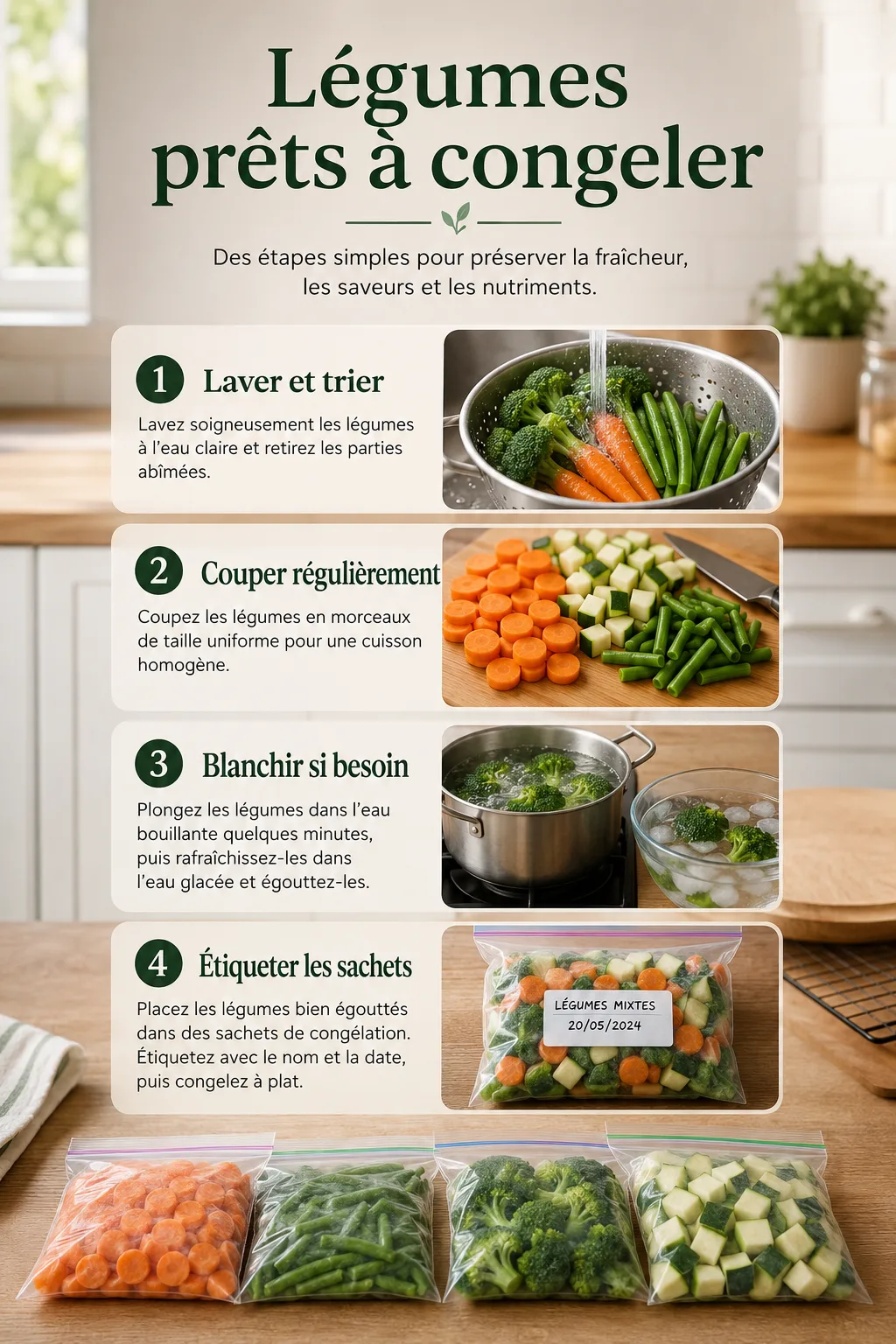Infographie Légumes prêts à congeler