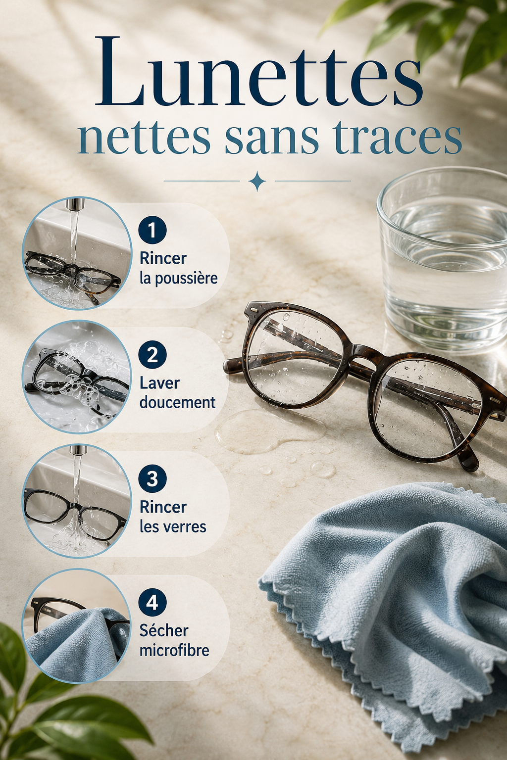 Infographie Pinterest pour garder des lunettes nettes sans traces