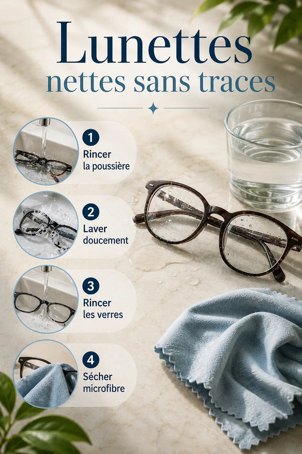 Infographie Pinterest pour garder des lunettes nettes sans traces