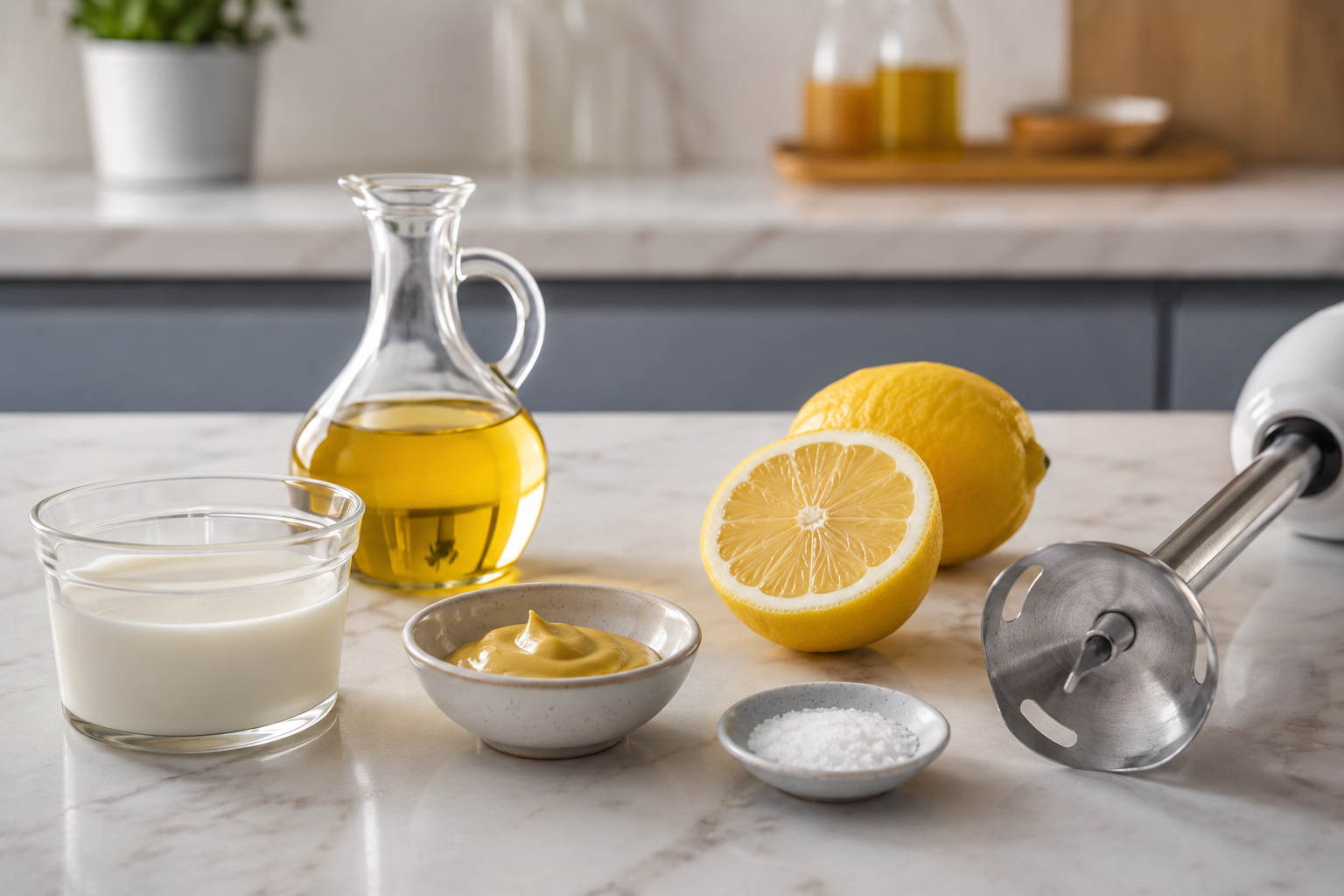 Ingrédients pour préparer une mayonnaise sans œufs