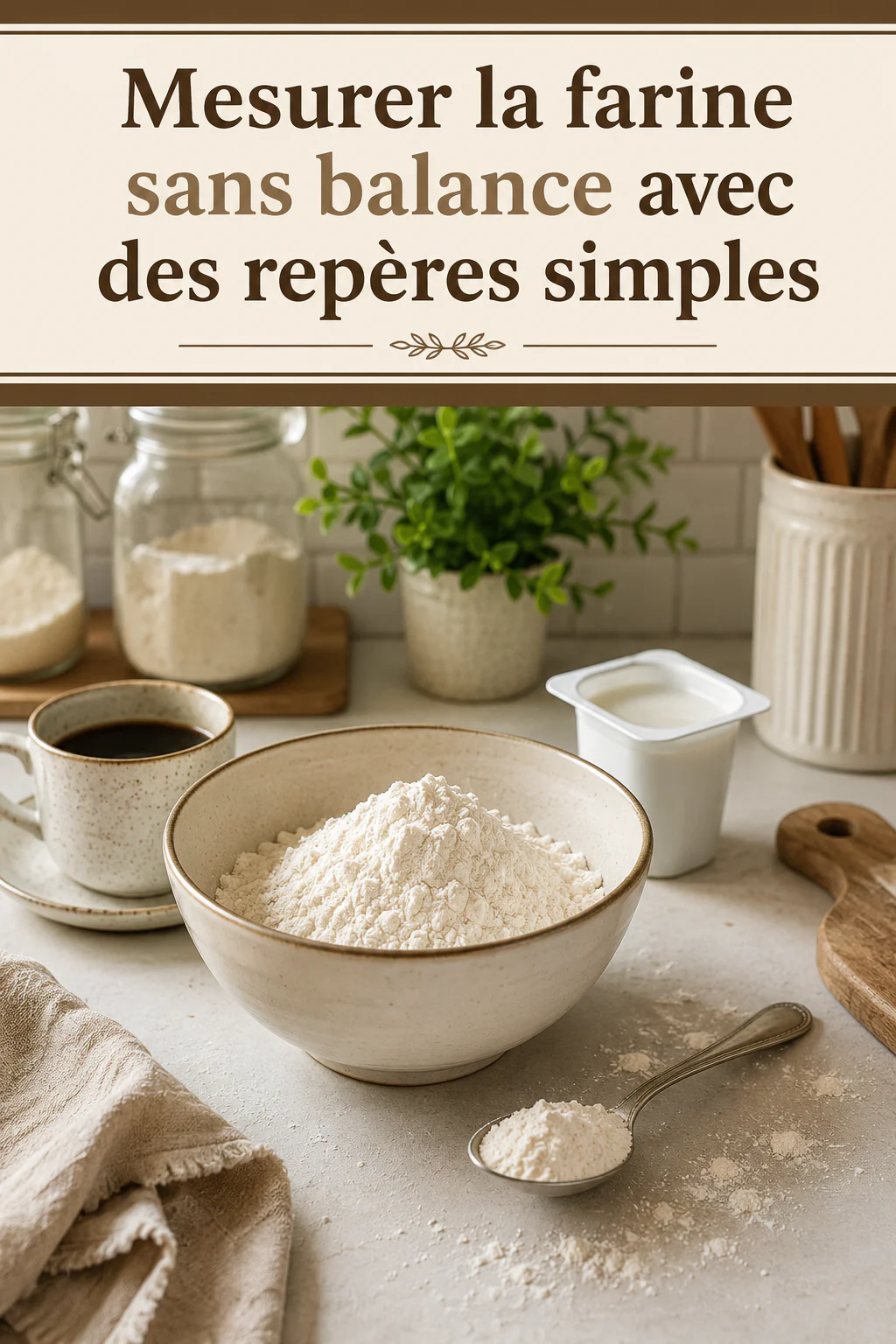 Image titre pour mesurer la farine sans balance avec des repères simples