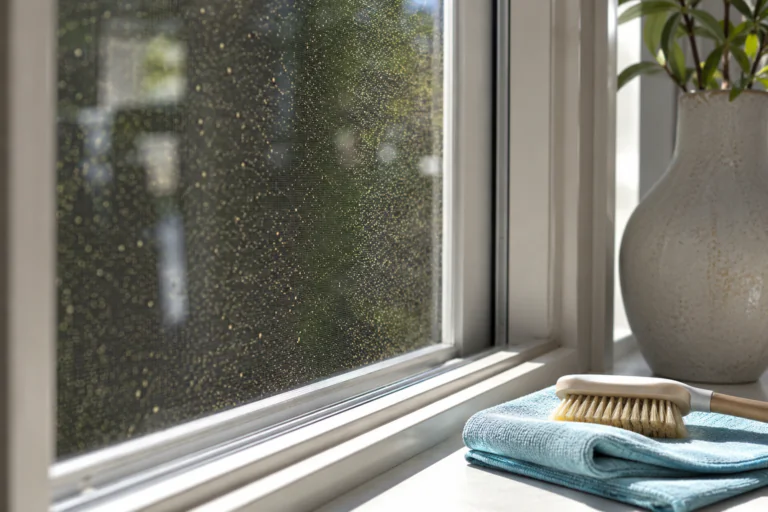 Moustiquaire de fenêtre poussiéreuse avec brosse douce et microfibre