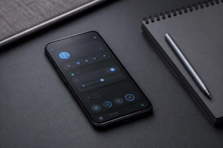 Smartphone Android générique avec réglages de navigateur