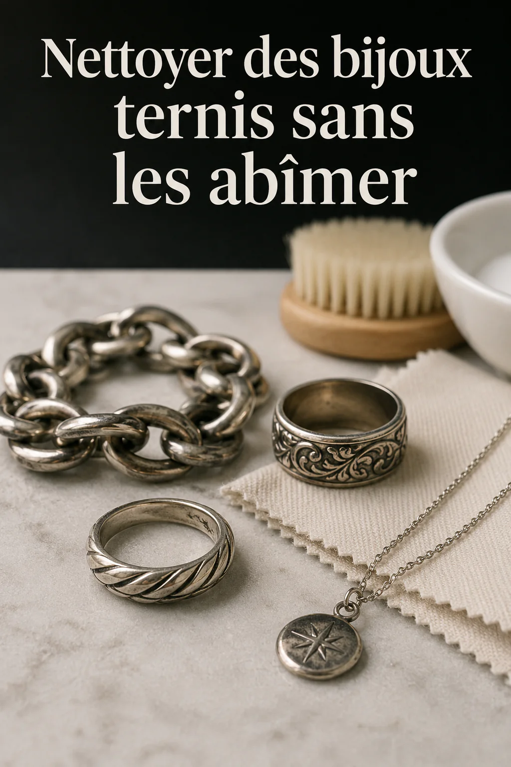 Image Pinterest pour nettoyer des bijoux ternis sans les abîmer