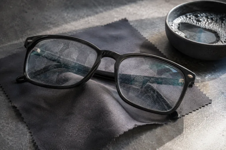 Lunettes avec traces sur chiffon microfibre