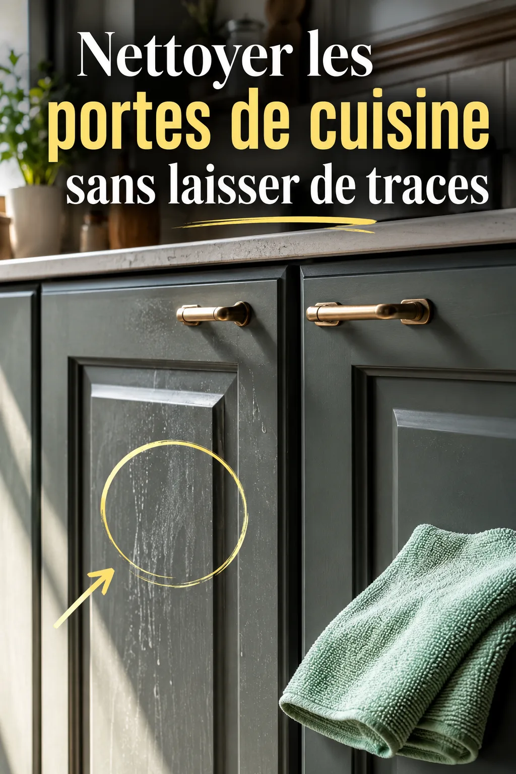 Image titre Pinterest pour nettoyer les portes de cuisine sans laisser de traces