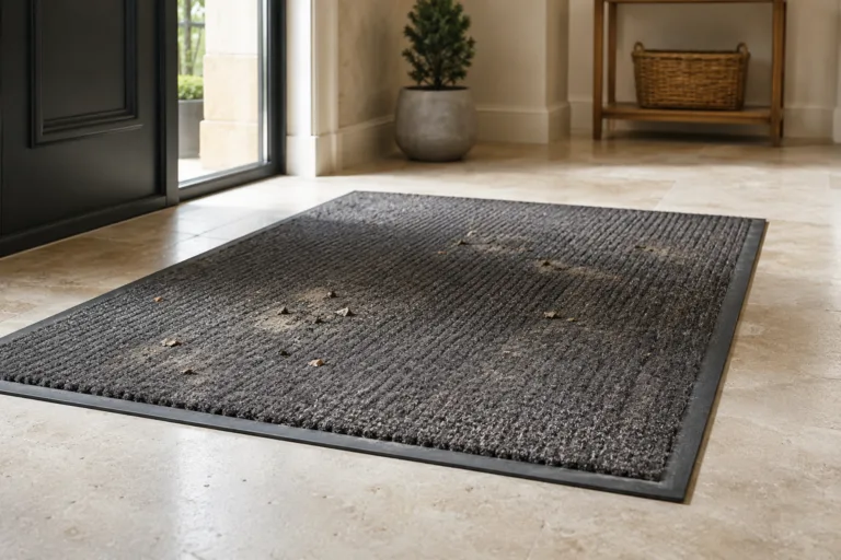 Tapis d’entrée sale à nettoyer avec une méthode douce
