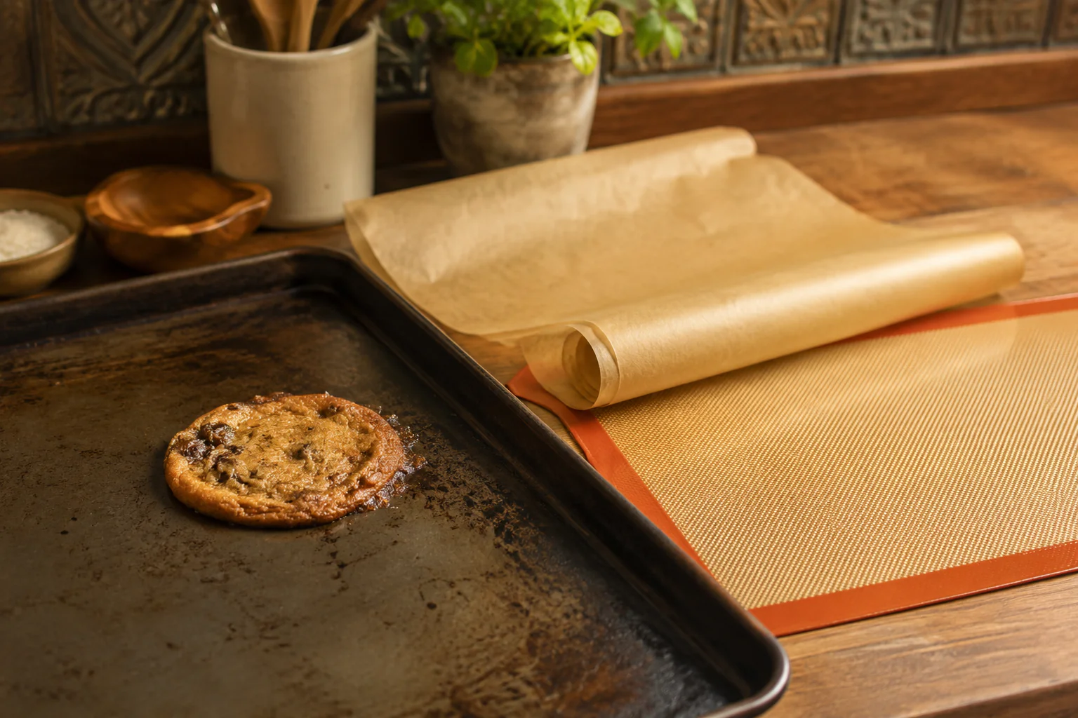 Plaque de cuisson avec un aliment qui colle sans papier cuisson